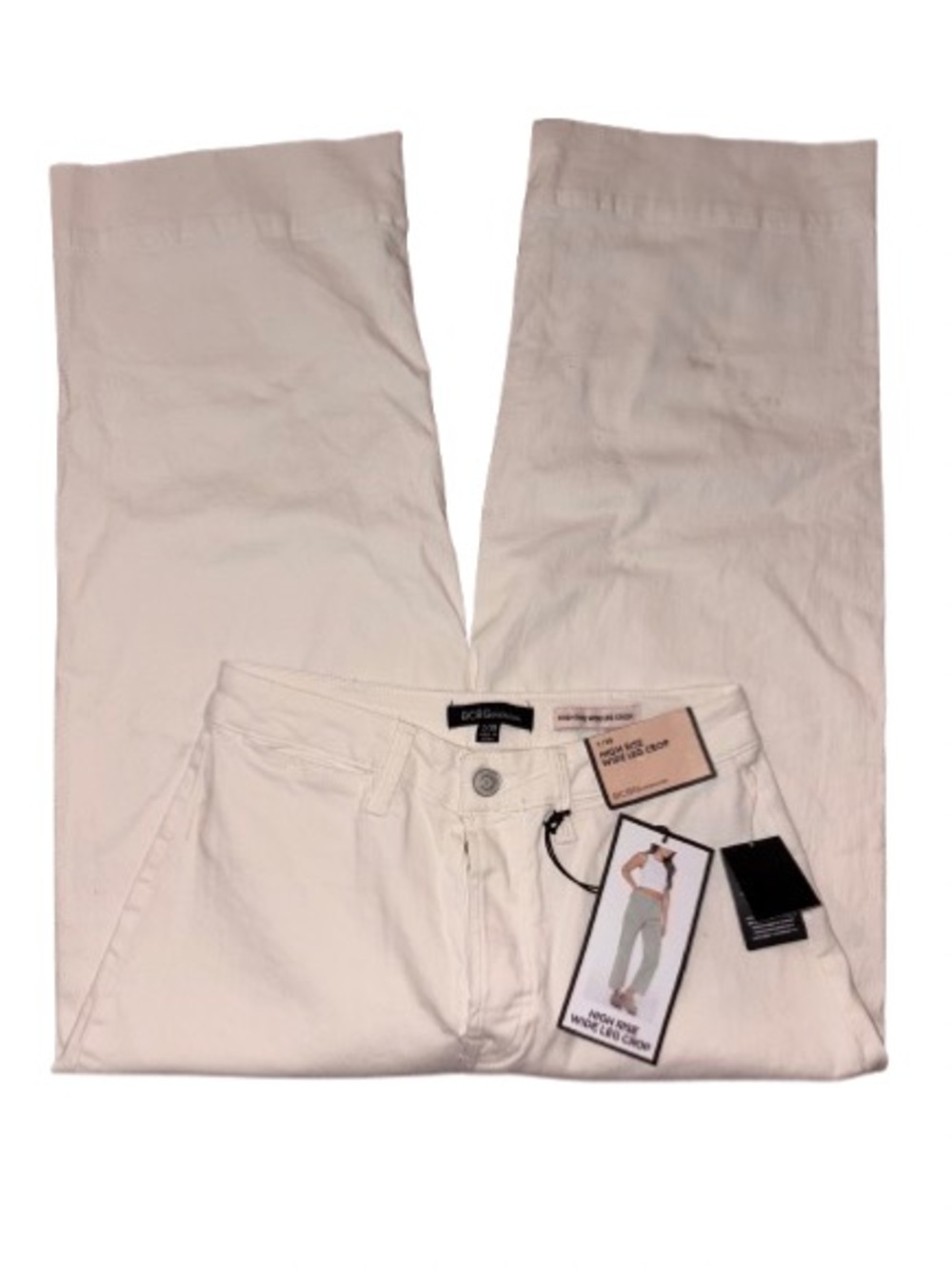 BCBGeneration High Rise Wide Leg Crop Jeans in Off-White size 7/28 NWT